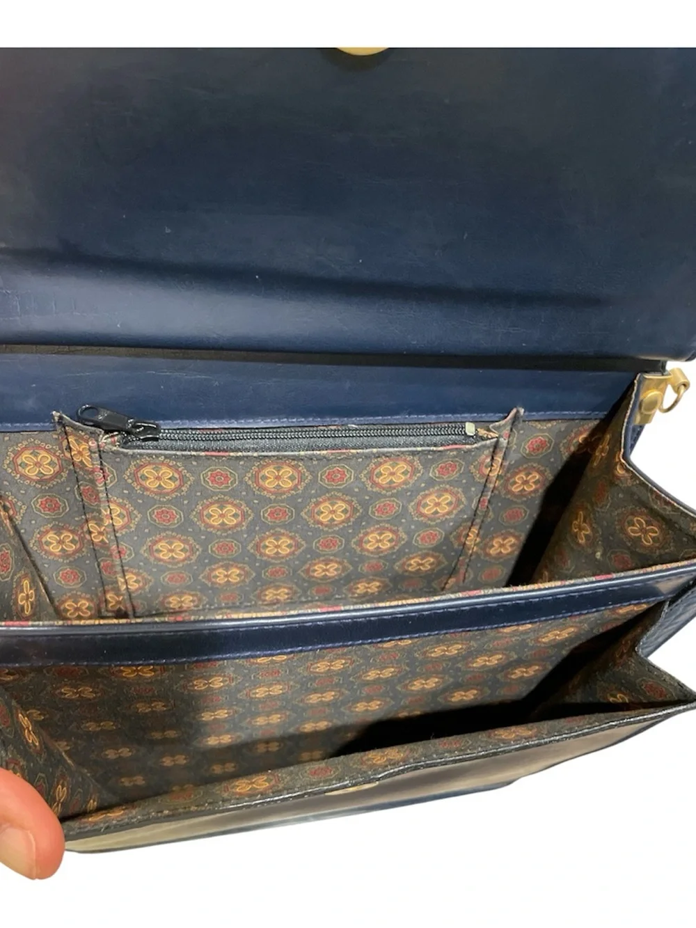 Bellerose Navy Blue Leather Top-Handle Handbag
